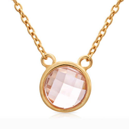 Gouden Ketting met Roze Facetsteen